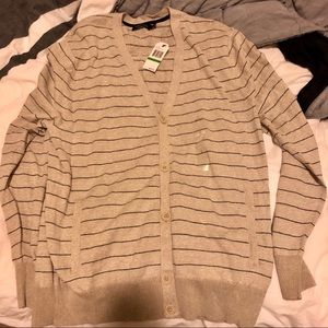 Nautica striped bottom down men’s cardigan Large
